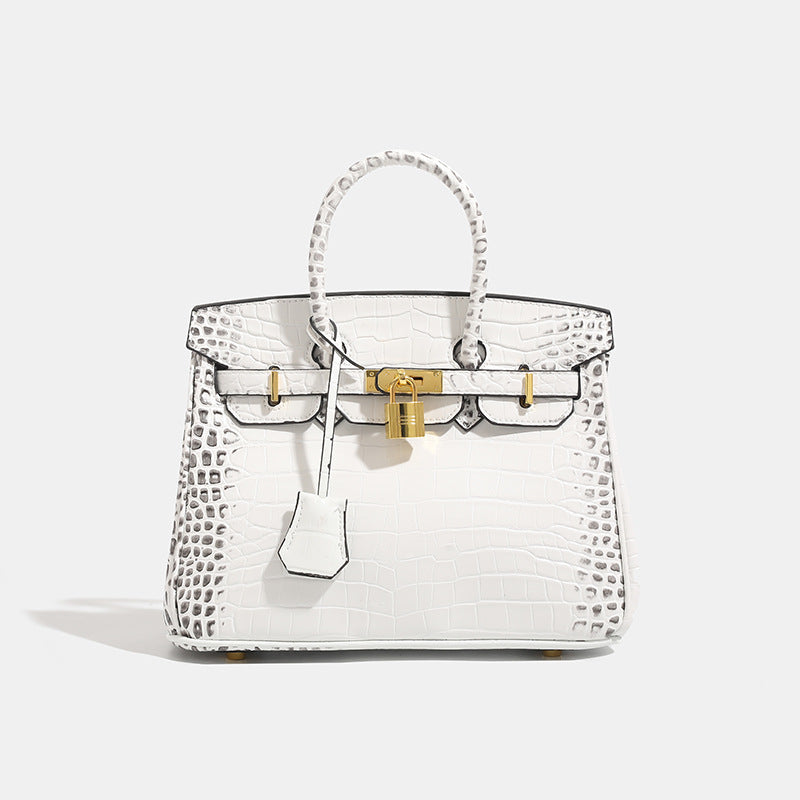 Shiny Crocodile Leather Handbag