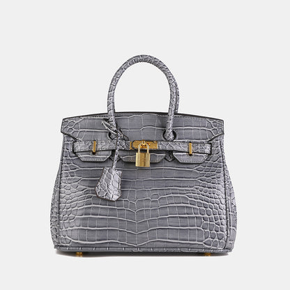 Shiny Crocodile Leather Handbag
