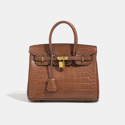 Shiny Crocodile Leather Handbag