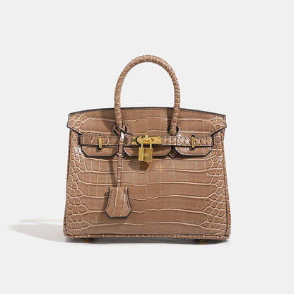 Shiny Crocodile Leather Handbag