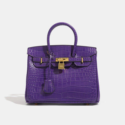 Shiny Crocodile Leather Handbag