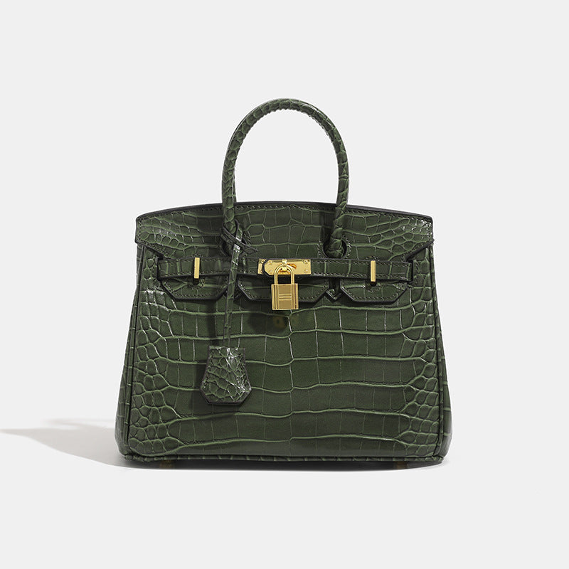 Shiny Crocodile Leather Handbag