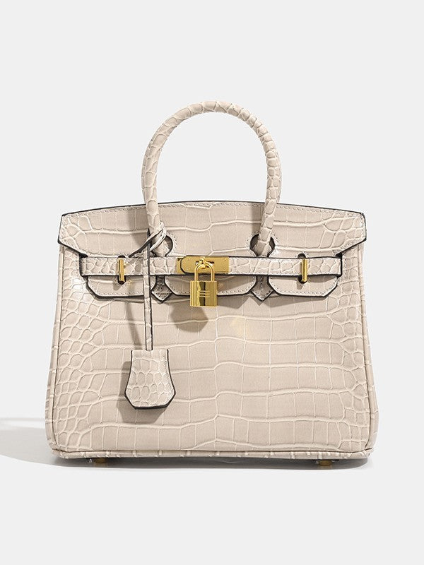 Shiny Crocodile Leather Handbag