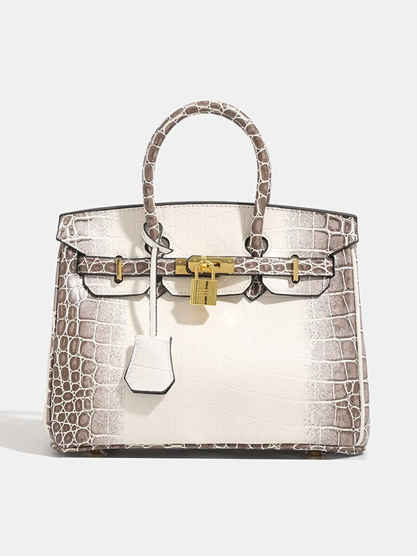 Shiny Crocodile Leather Handbag