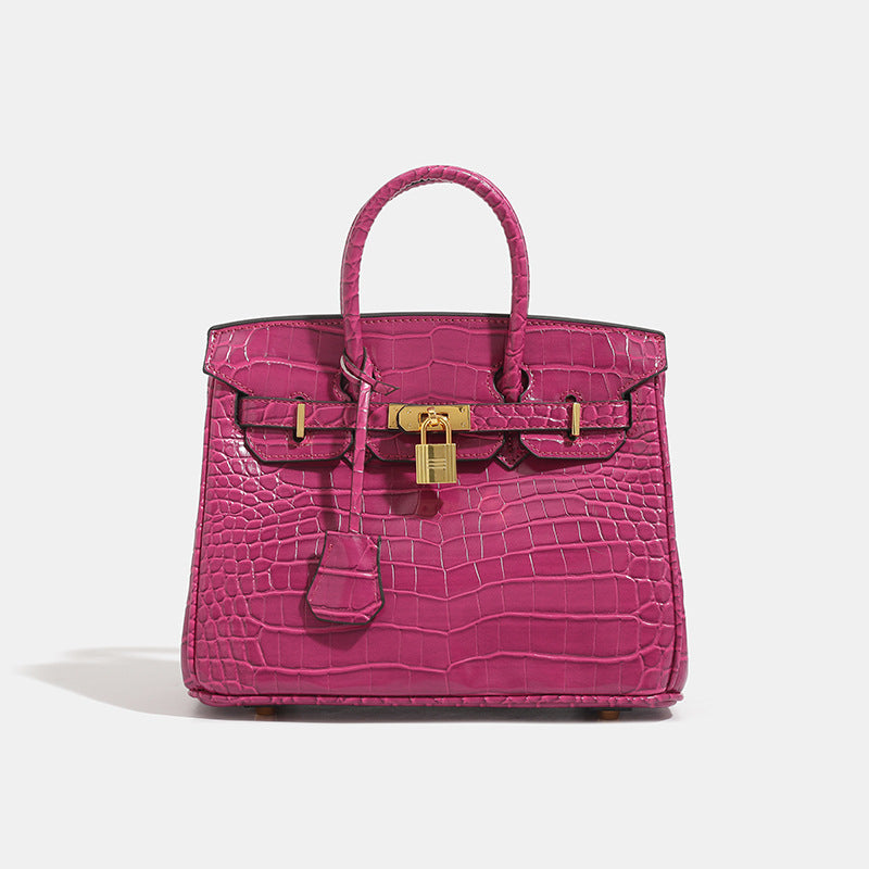 Shiny Crocodile Leather Handbag
