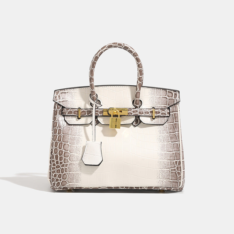 Shiny Crocodile Leather Handbag