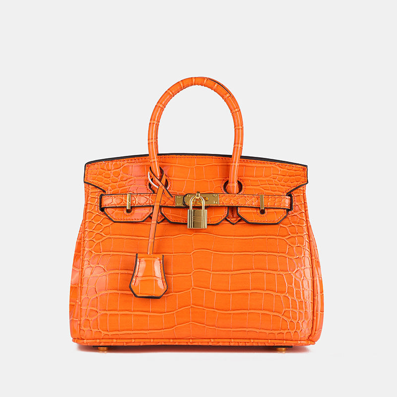 Shiny Crocodile Leather Handbag